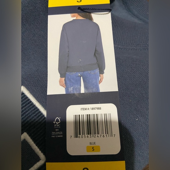 Gap Women’s Corduroy Logo Navy Fleece Crewneck Top Sz: S - Picture 5 of 9